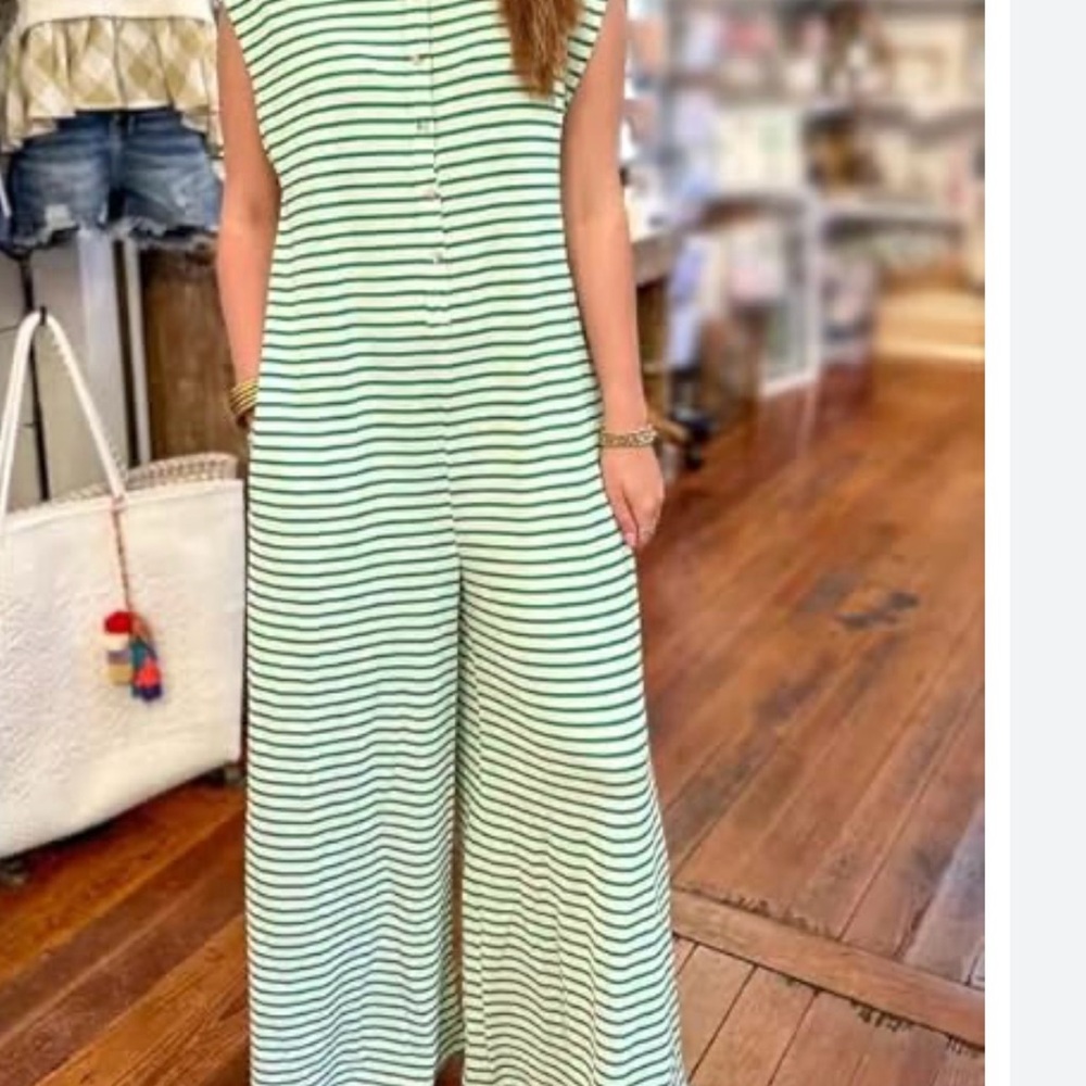 NWT entro Striped Green Jumpsuit